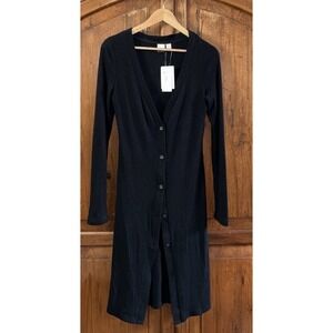 NWT Women's ROXY‎ Black City At Night Ribbed Midi Cardigan Sweater Small $60 New